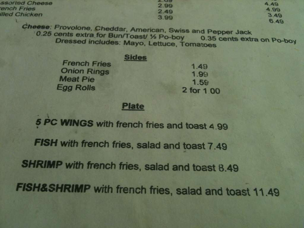 Adams Street Grocery Menu New Orleans