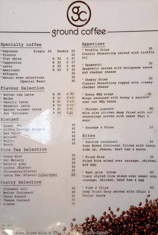 Ground Coffee Menu Menu Untuk Ground Coffee Pantai Indah