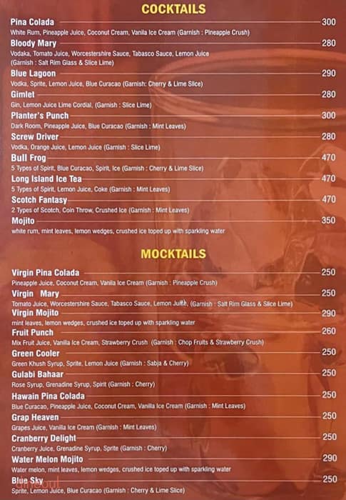Menu of Simone Restaurant & Bar, Mira Road, Mumbai