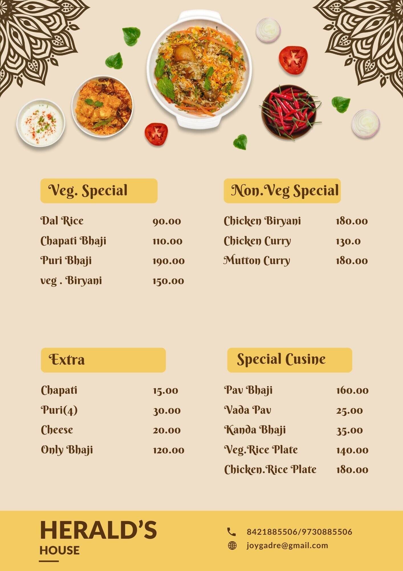 menu-of-herald-s-house-badlapur-thane