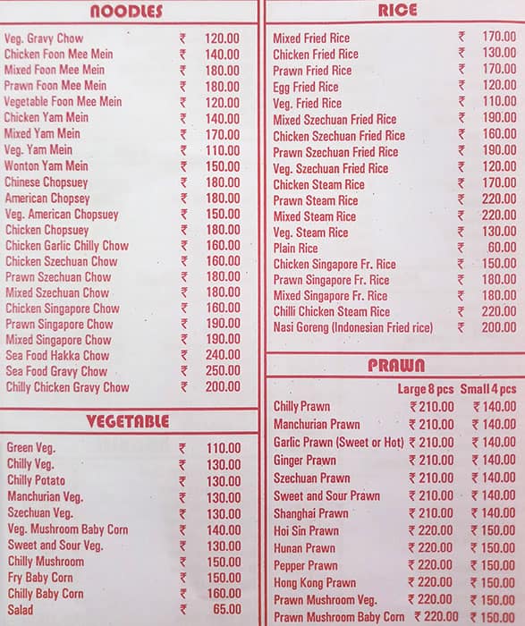 D'Ley Chinese Eating House menu