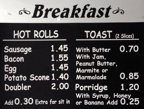 Crolla's menu