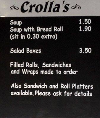 Crolla's menu