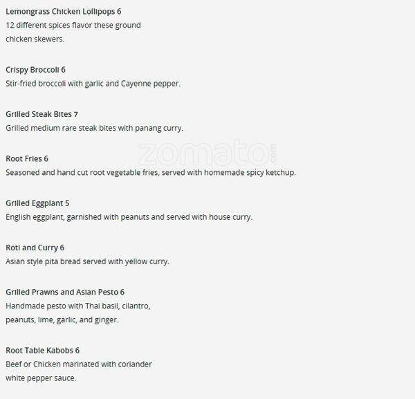 Root Table Menu, Menu for Root Table, Ballard, Seattle Urbanspoon/Zomato