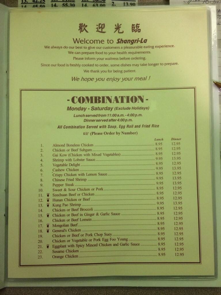 Shangrila Menu, Menu for Shangrila, West Bloomfield, Detroit