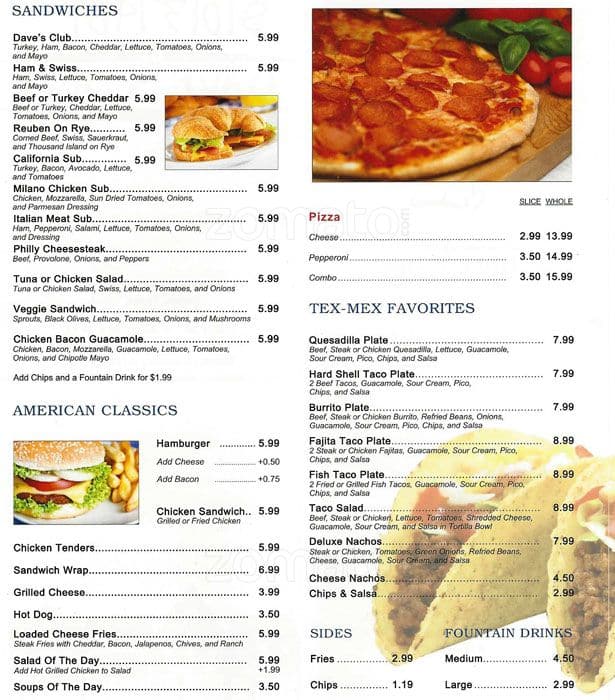 Dave's Deli Menu, Menu for Dave's Deli, Farmers Branch, Farmers Branch