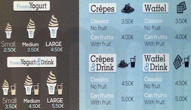 Menu di Yogurt ME 
