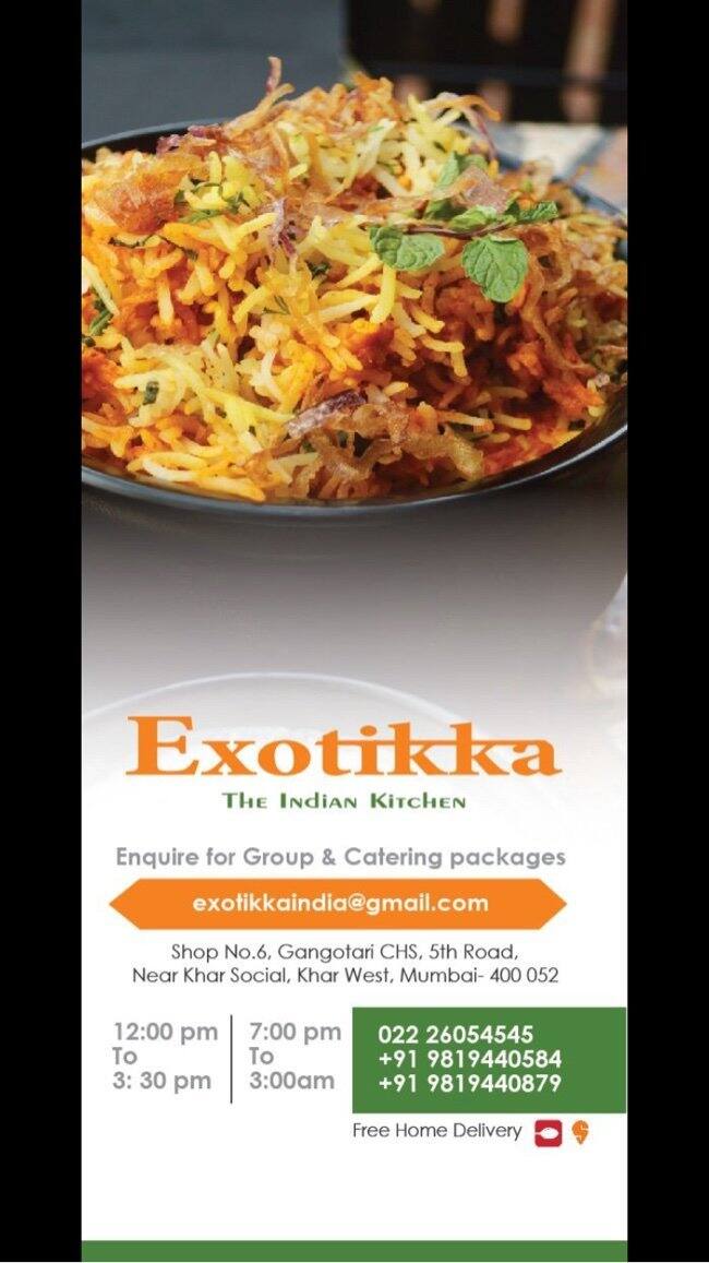 Exotikka Menu, Menu for Exotikka, Khar, Mumbai Zomato