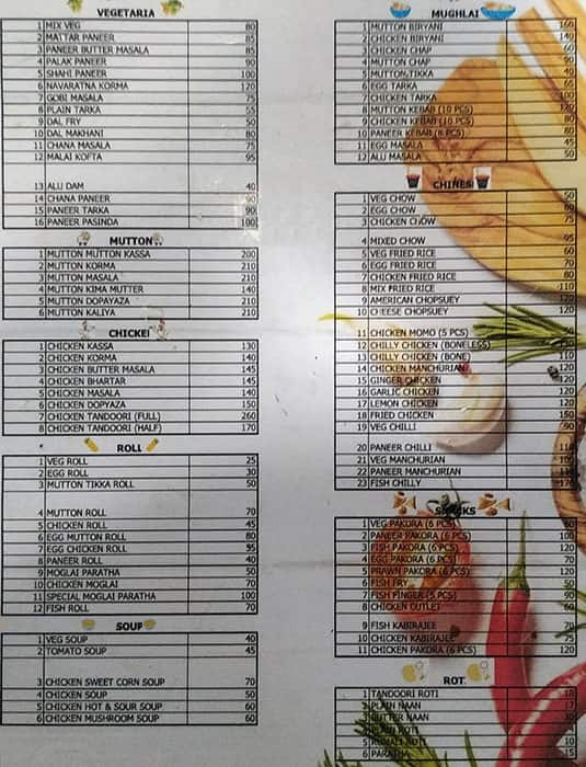 Lalti restaurant menu