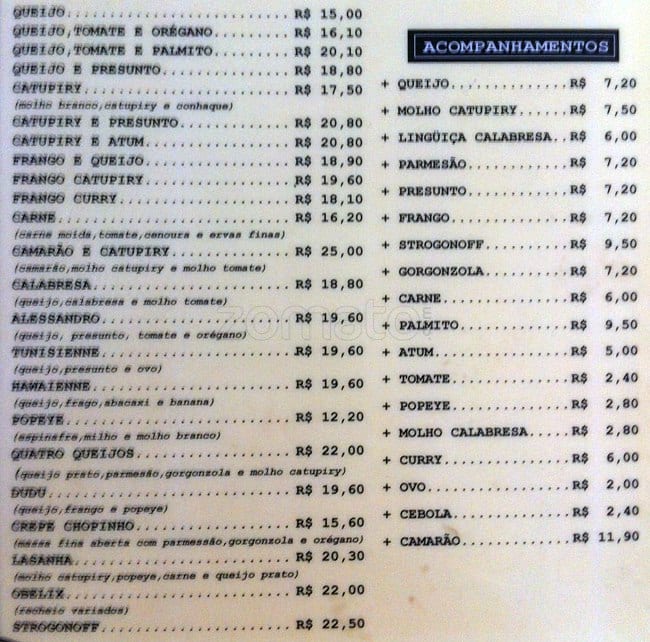 Chez L'ami cardápio