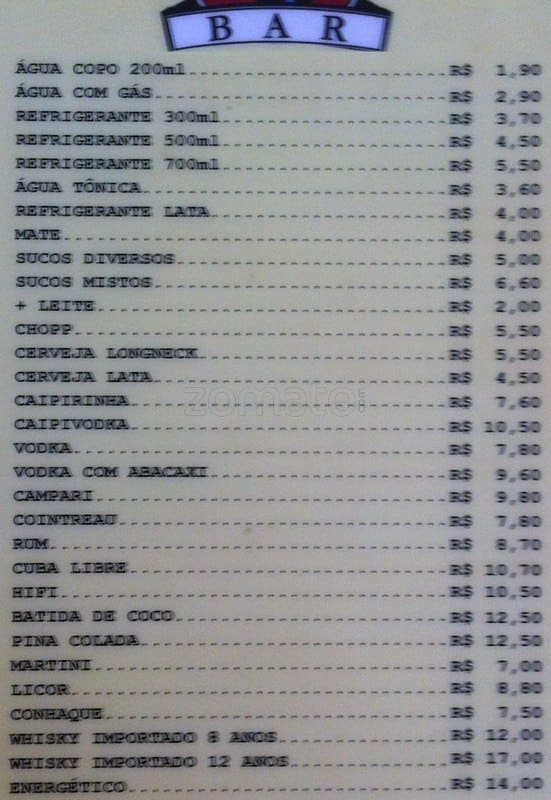 Chez L'ami cardápio