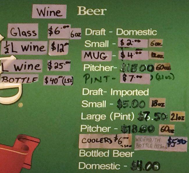 AC Ranch Cafe menu