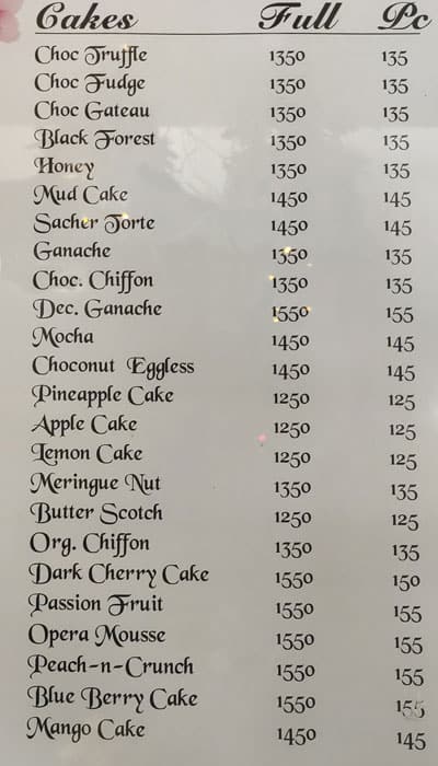 Monica's Puddings & Pies menu
