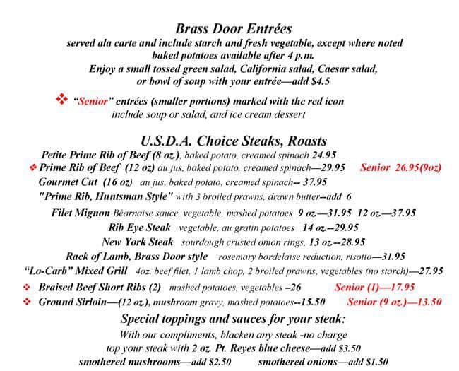Brass Door Menu Menu For Brass Door San Ramon San Ramon
