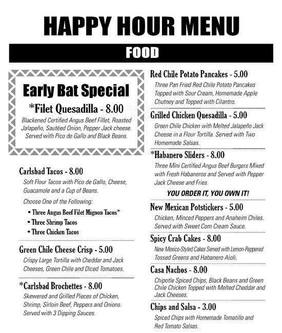 Menu at Carlsbad Tavern restaurant, Scottsdale