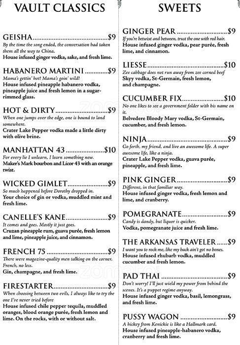 Vault menu
