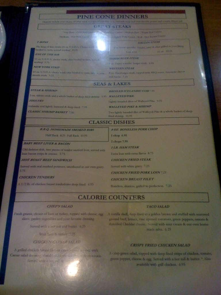 Menu At Pine Cone Restaurant DeForest   F12db83588185ea0606d54a73a49bb16 