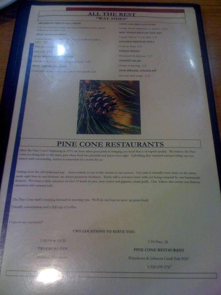 Menu At Pine Cone Restaurant DeForest   Fc6638ccb9d13c68437376619b380c1d 