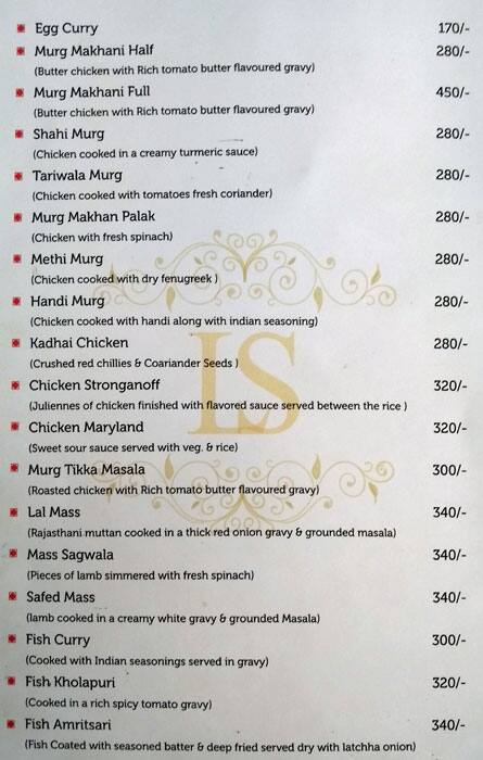 Lake Shore Hotel & Restaurant menu