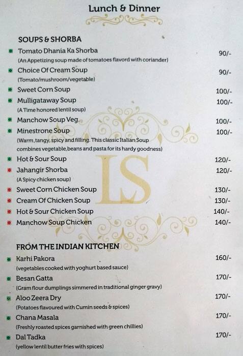 Lake Shore Hotel & Restaurant menu