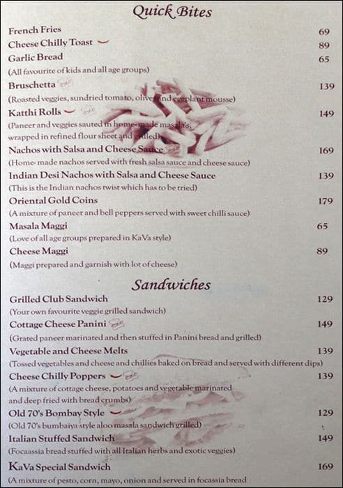 Kava Cafe & Lounge Menu, Menu for Kava Cafe & Lounge, Panchwati ...