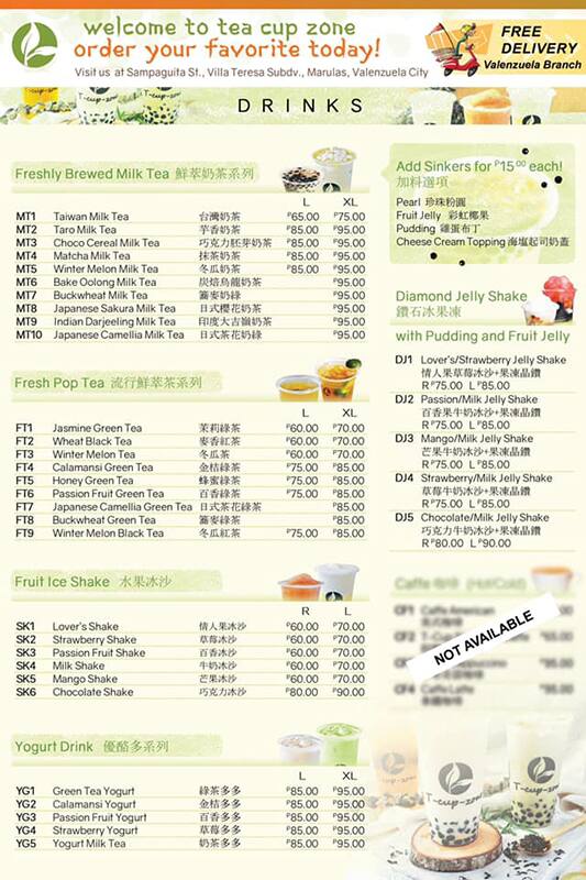 the tea cup menu