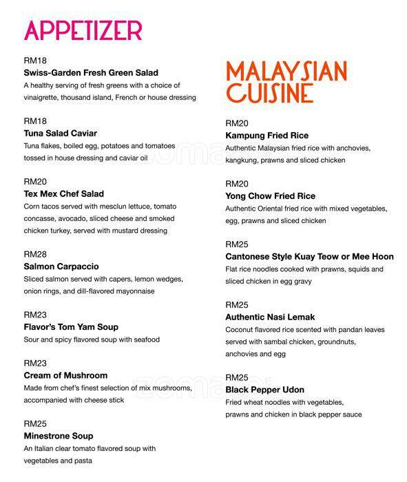 Flavors SwissGarden Hotel & Residences Menu Zomato Malaysia