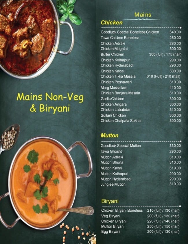 Menu at Cafe Goodluck, Nashik