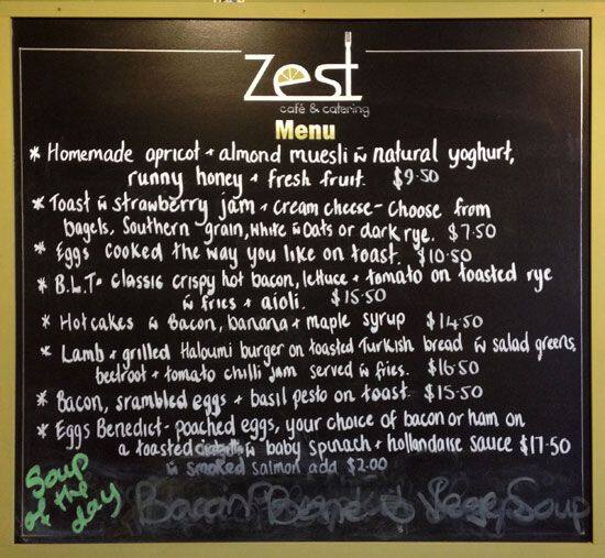 Zest Cafe Menu, Menu for Zest Cafe, Masterton, Wellington Menumania