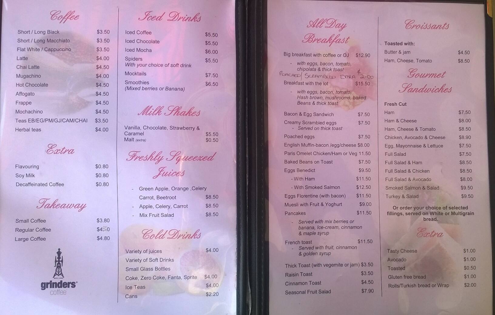 Paris Cafe Fashion Menu, Menu for Paris Cafe Fashion, Southport, Gold