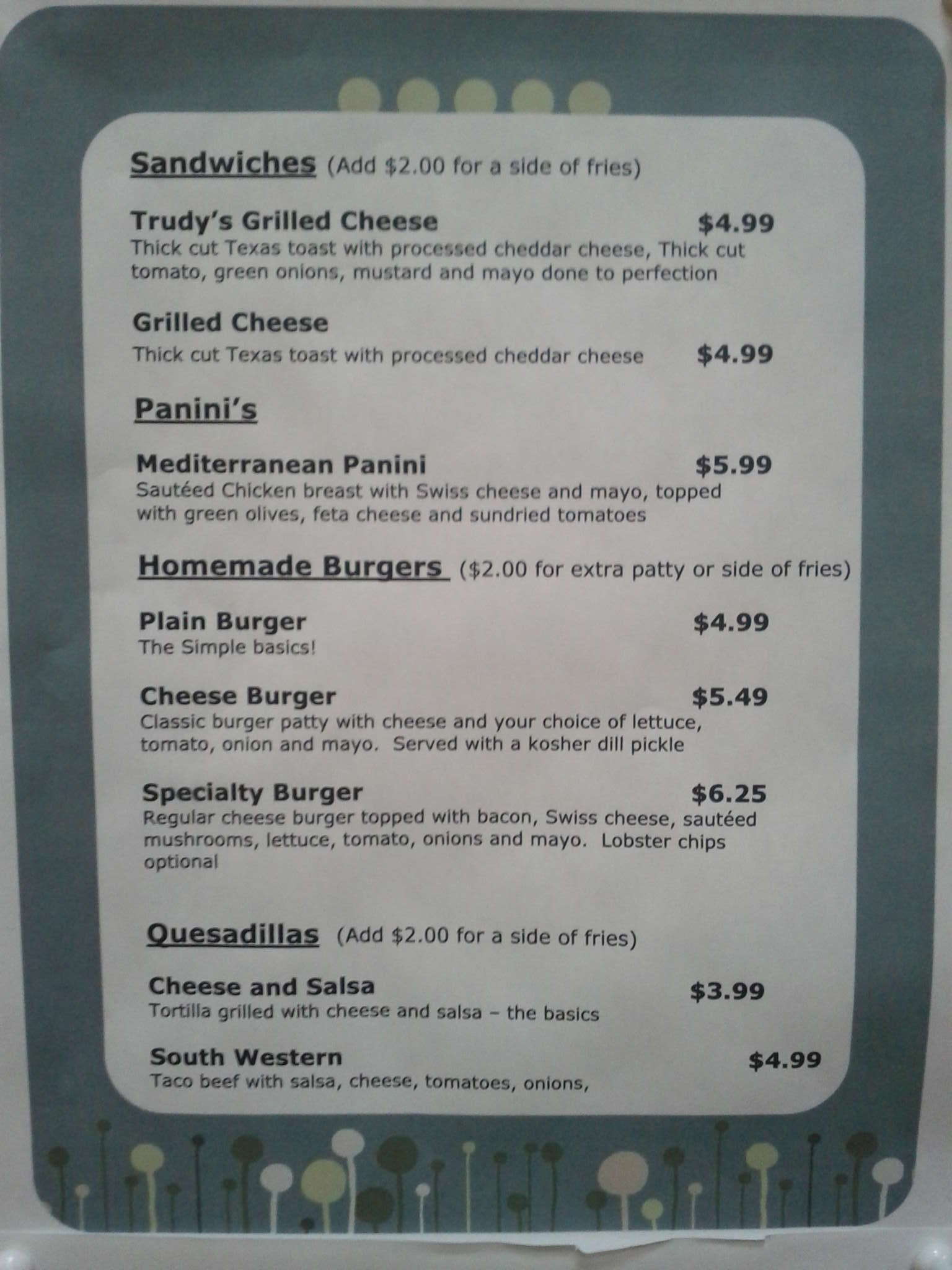 Menu de T.Geez The Wave Cafe