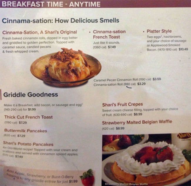 Menu At Shari's Cafe And Pies, Rohnert Park