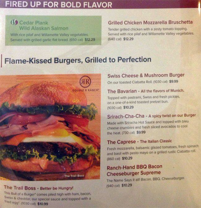 Menu at Shari's restaurant, Rohnert Park