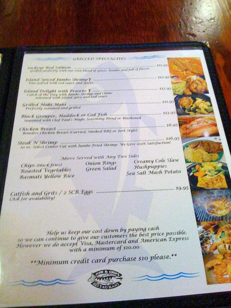 Menu at Adrian's Fish & Chips Restaurant, Apopka, 526 S Hunt Club Blvd