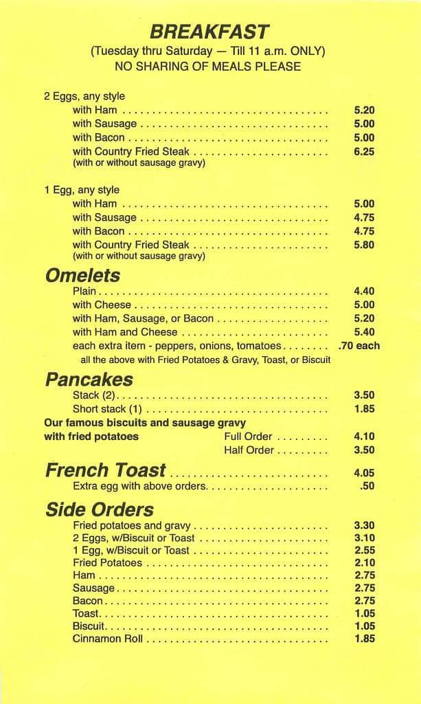 Menu at Apple Dumpling restaurant, Urbana