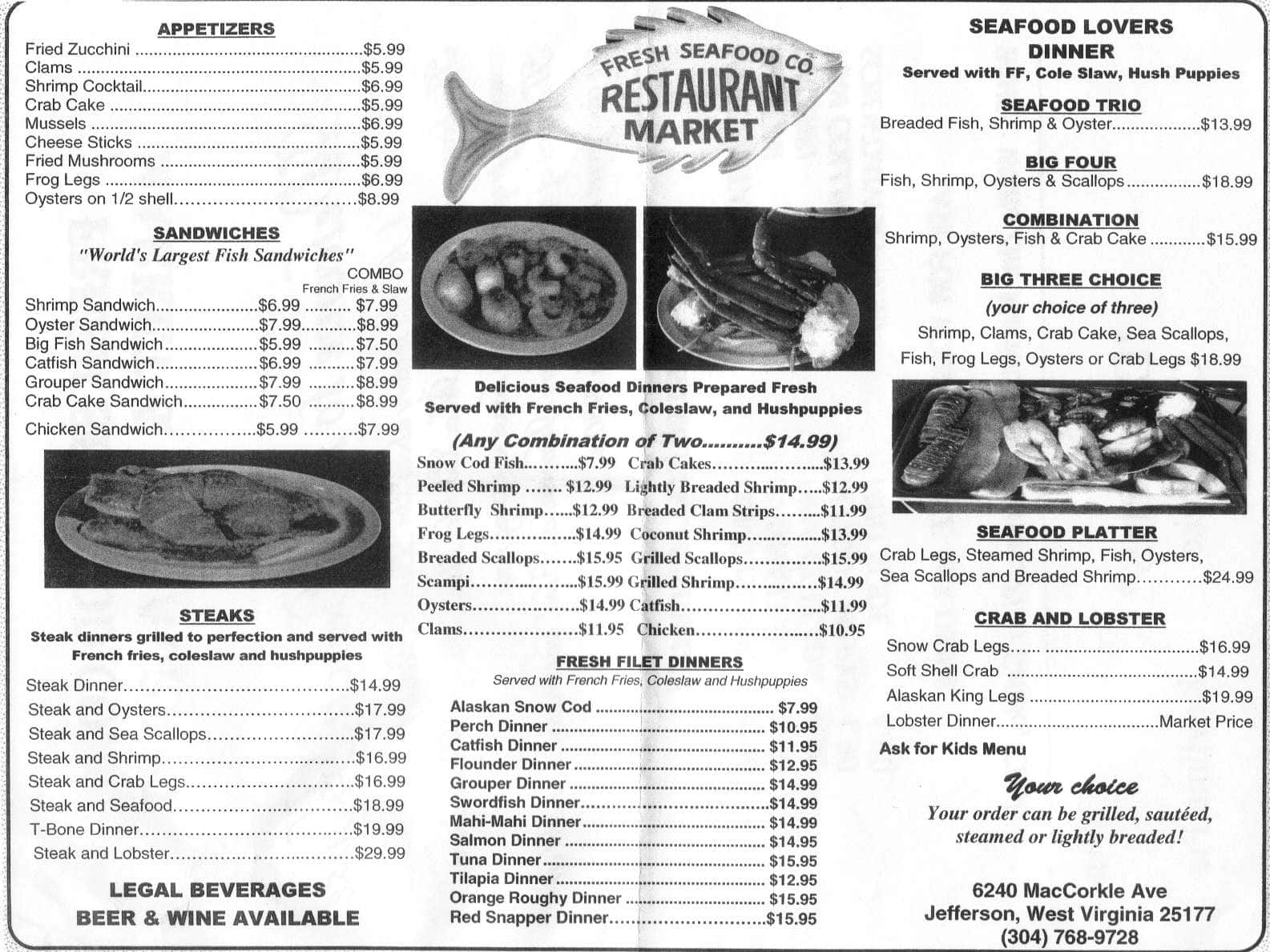 Fresh Seafood Market & Restaurant Menu Urbanspoon/Zomato