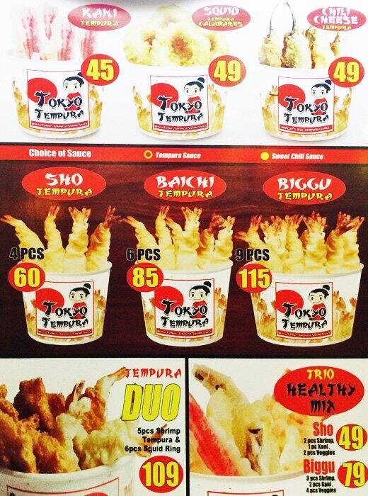 Tokyo Tempura Menu, Menu for Tokyo Tempura, Kapitolyo, Pasig City