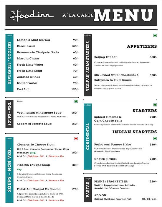 Just Foodinn menu