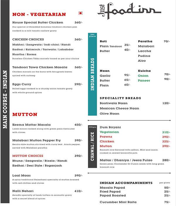 Just Foodinn menu