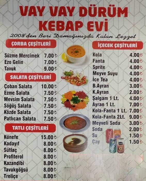 vay vay durum kebap evi menu menu for vay vay durum kebap evi sanayi kagithane istanbul