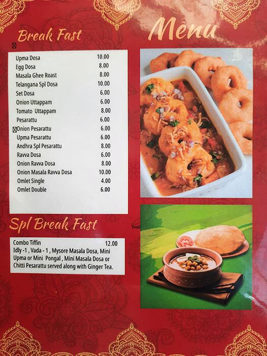 Menu of Telangana Restaurant, Mussafah Shabiya, Abu Dhabi