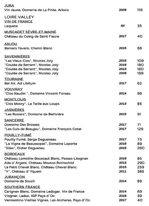 Menu at Berners Tavern pub & bar, London, 10 Berners St