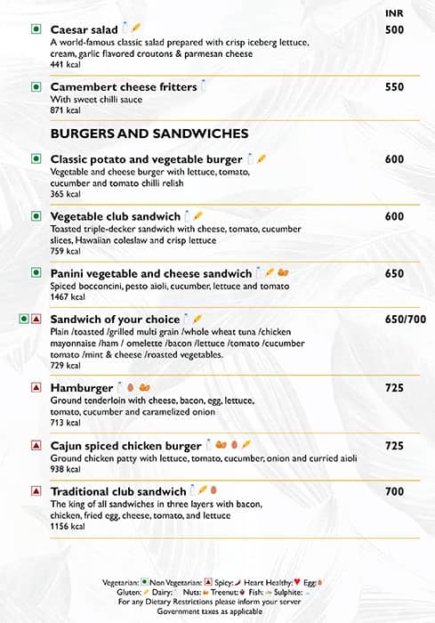 Cross Avenue - Radisson Blu menu