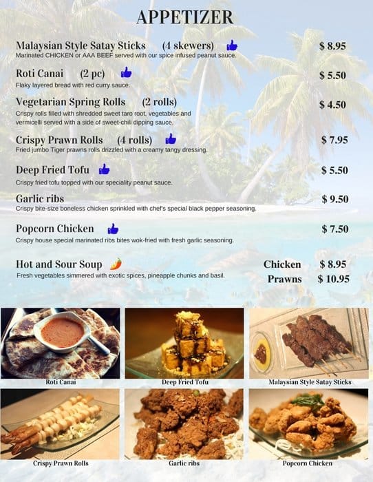 Tropical Island menu, Menu restauracji Tropical Island, Saanich ...