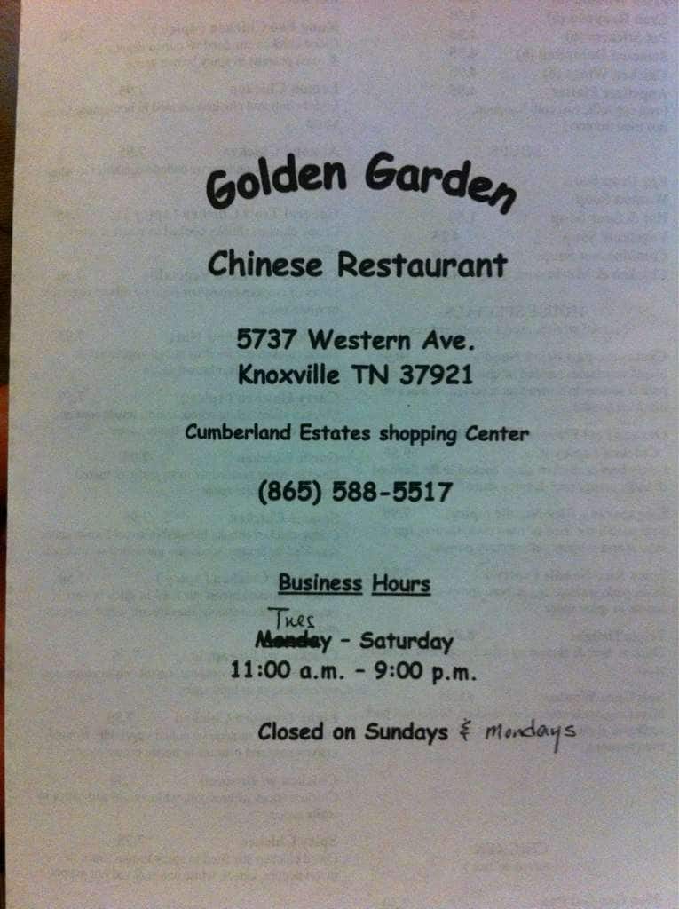 Golden Garden Chinese Menu Menu For Golden Garden Chinese