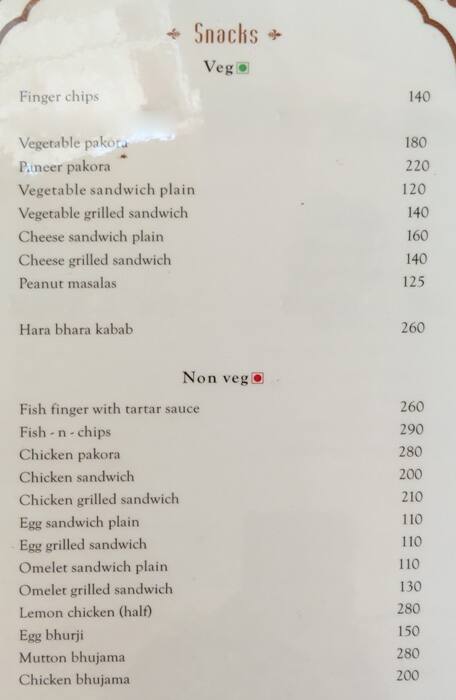 Hotel Thamla Haveli (Budget Hotel in Udaipur) menu
