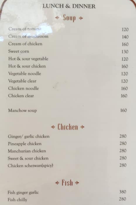 Hotel Thamla Haveli (Budget Hotel in Udaipur) menu