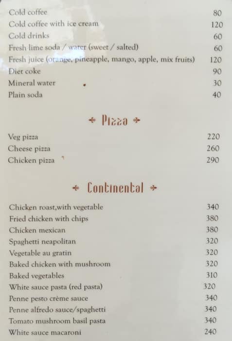 Hotel Thamla Haveli (Budget Hotel in Udaipur) menu