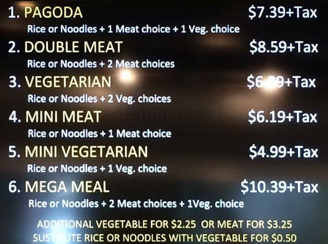 Pagoda Tree menu