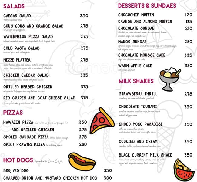 Cafe By The Beach menu